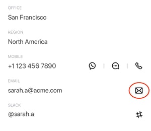 Tap the email icon on mobile to compose a new email.